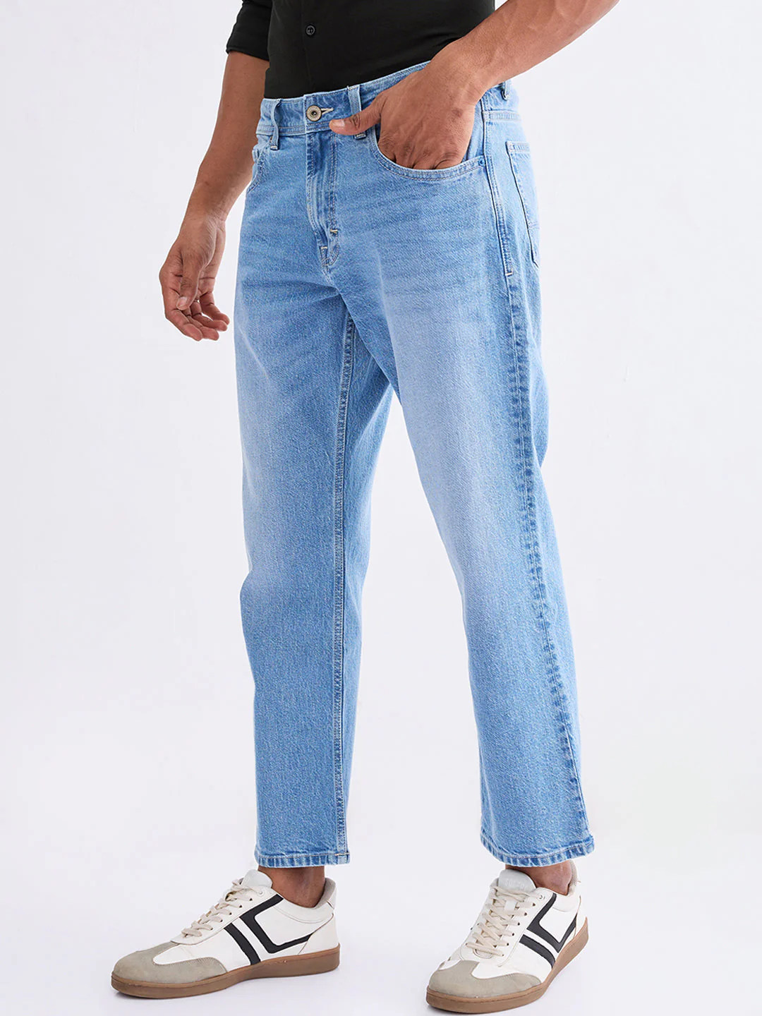 Men Jeans Relaxed Fit Light Blue Mid Rise - Image 3