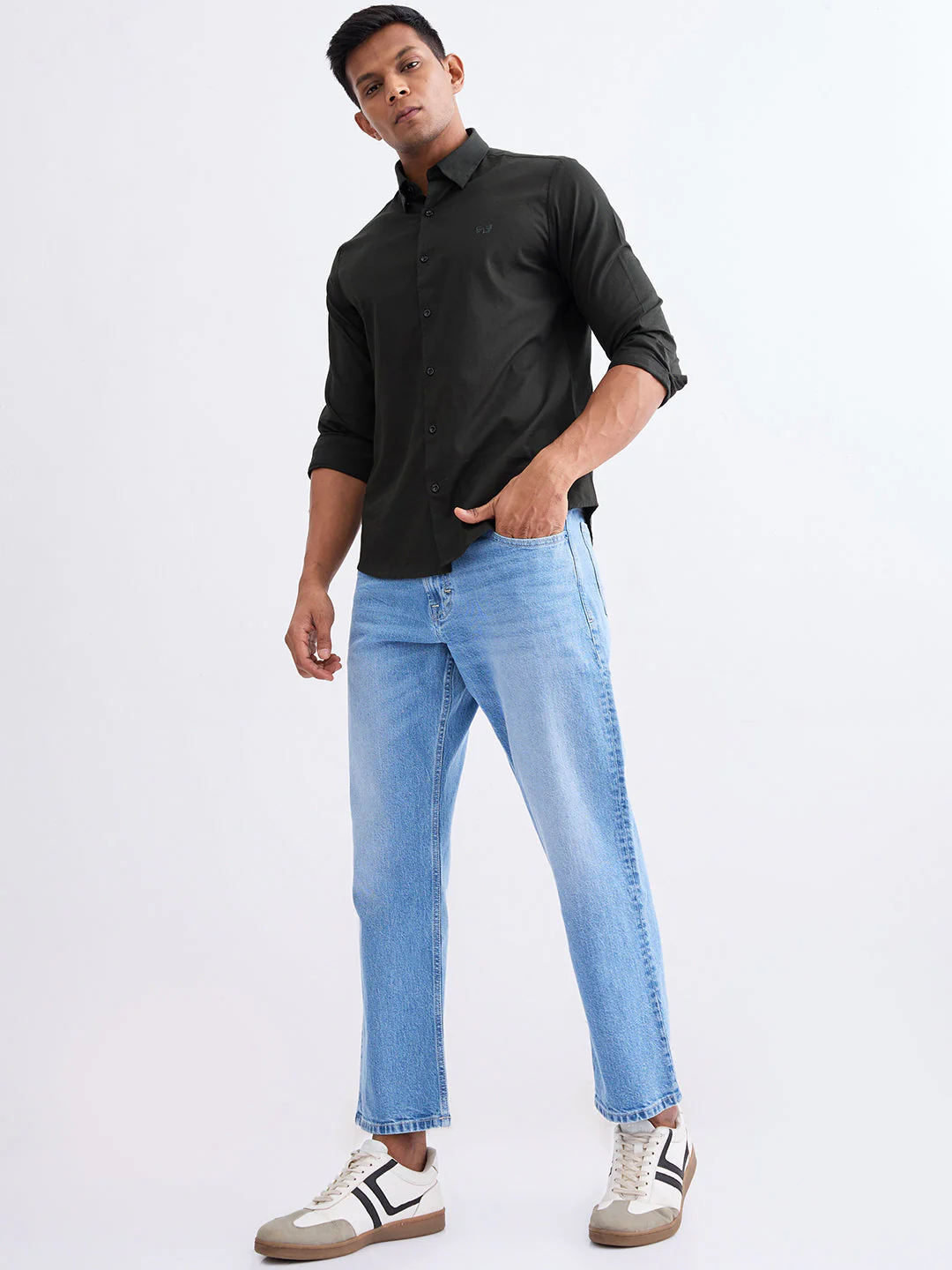 Men Jeans Relaxed Fit Light Blue Mid Rise - Image 5