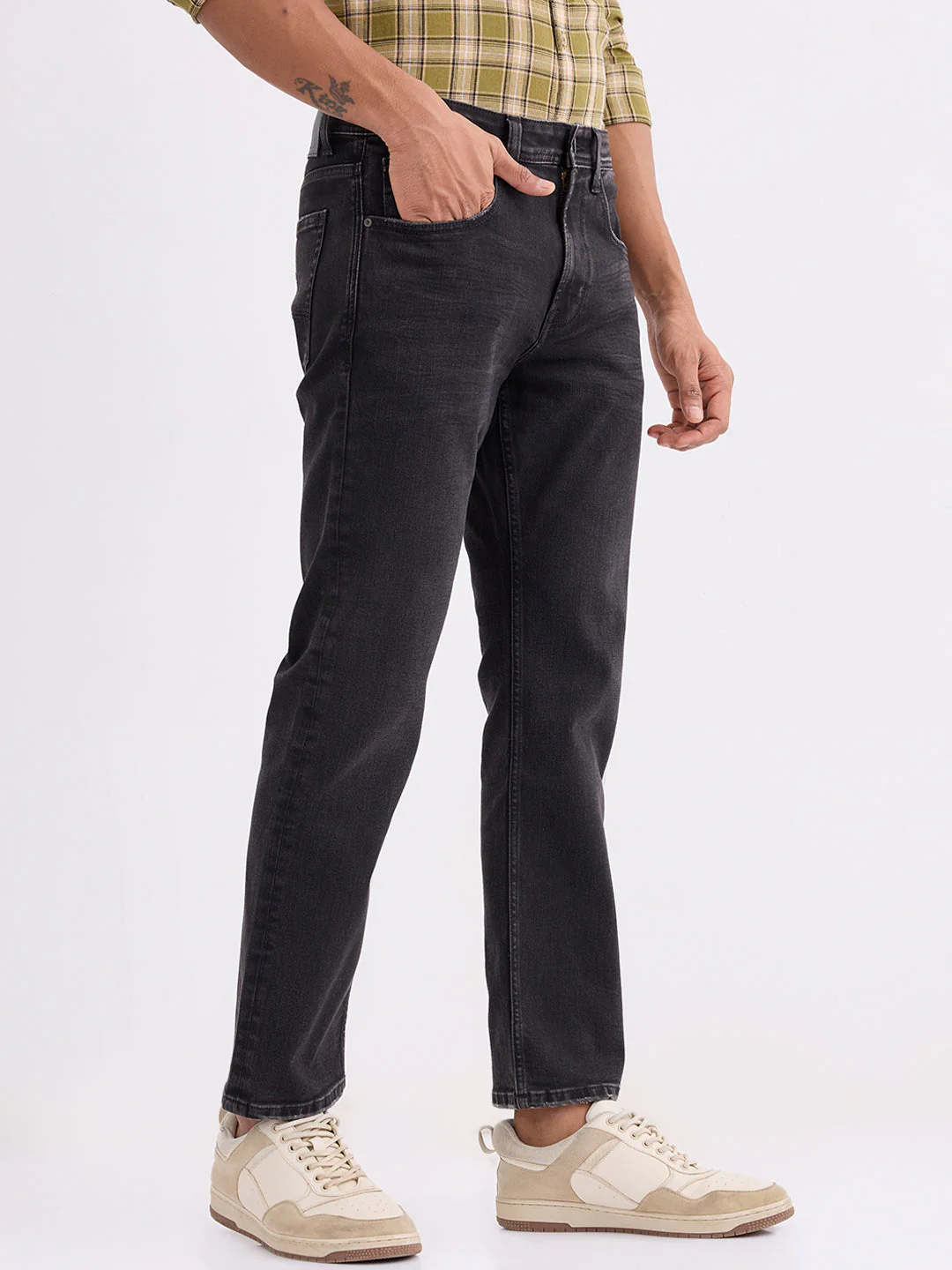 Men Jeans Relaxed Fit Black Mid Rise - Image 2