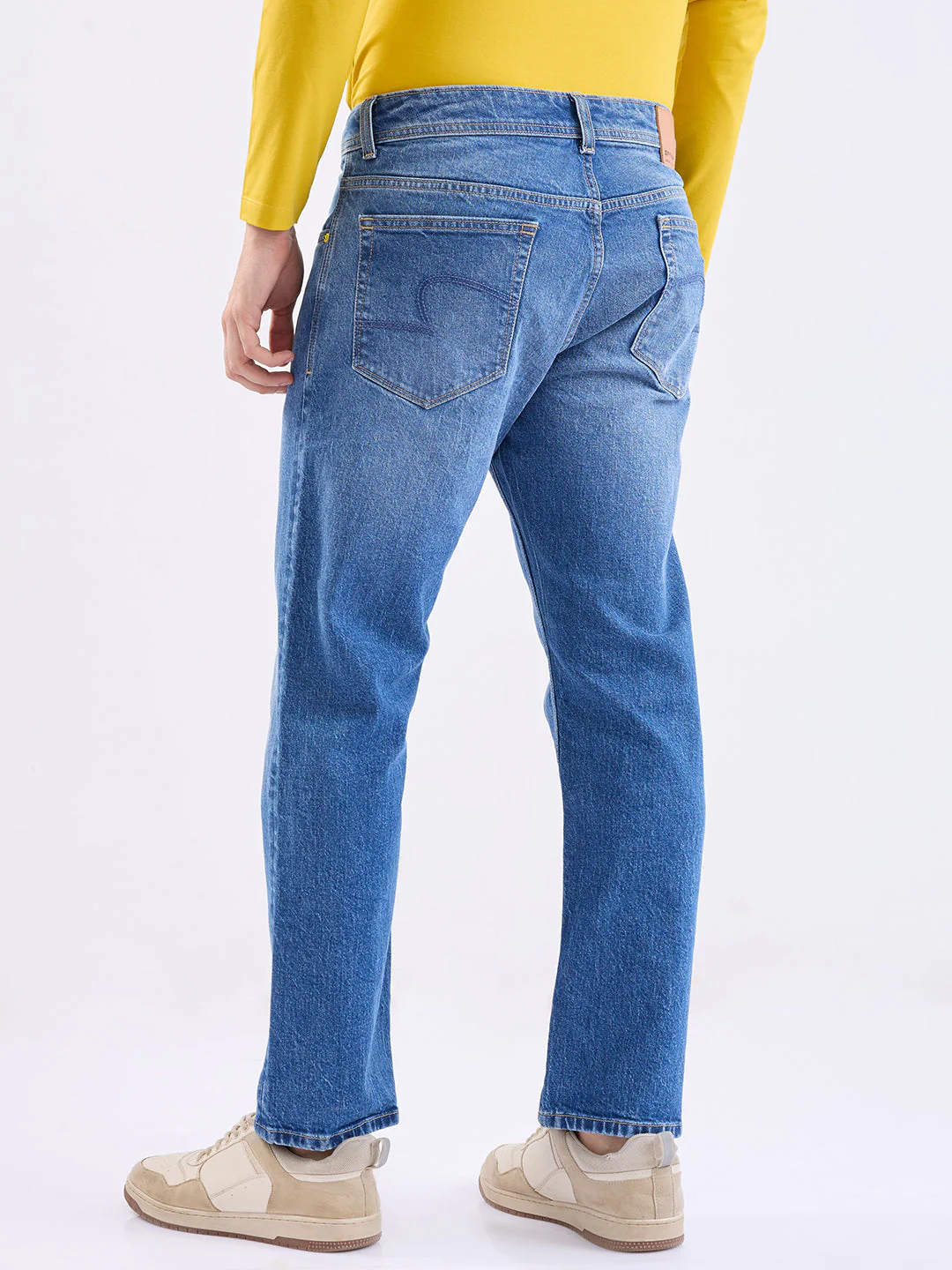 Men Jeans Relaxed Fit Blue Mid Rise - Image 4