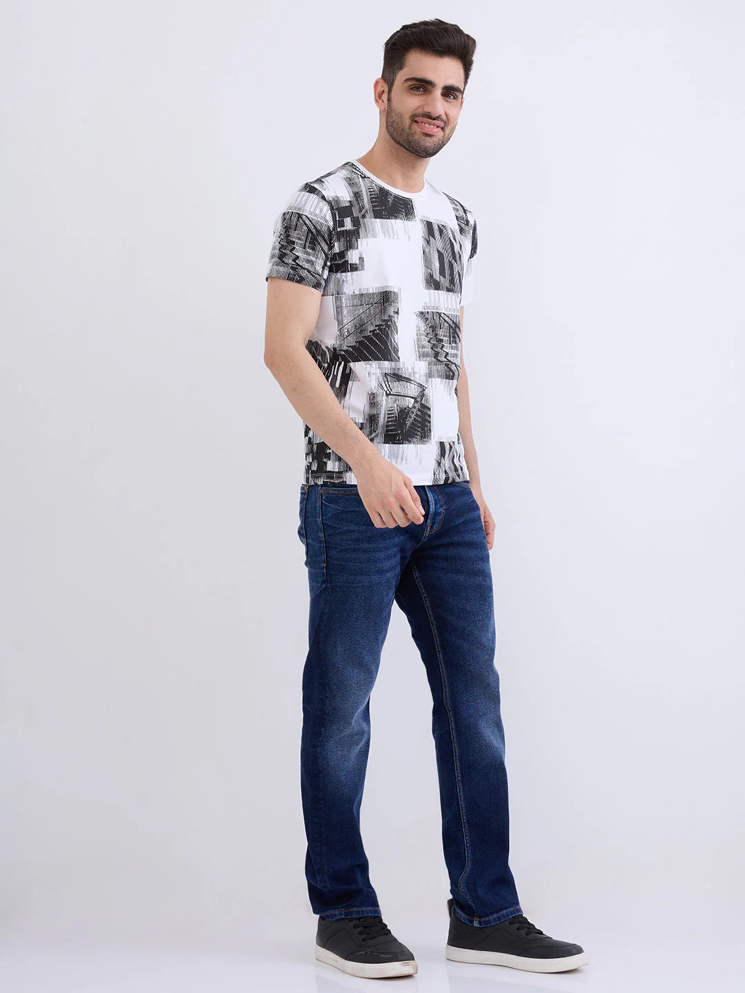 Men Jeans Relaxed Fit Dark Blue Mid Rise - Image 5