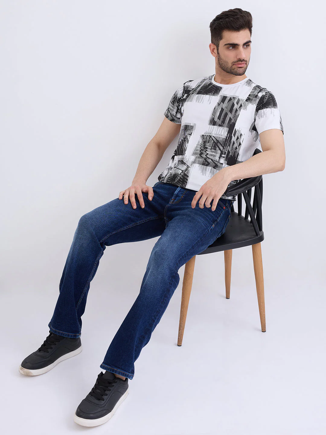 Men Jeans Relaxed Fit Dark Blue Mid Rise - Image 7