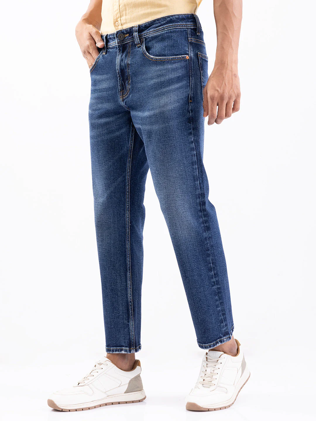 Men Jeans Relaxed Fit Dark Blue Mid Rise - Image 3