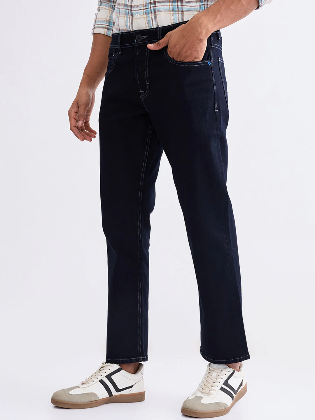 Men Jeans Relaxed Fit Blue Mid Rise - Image 3