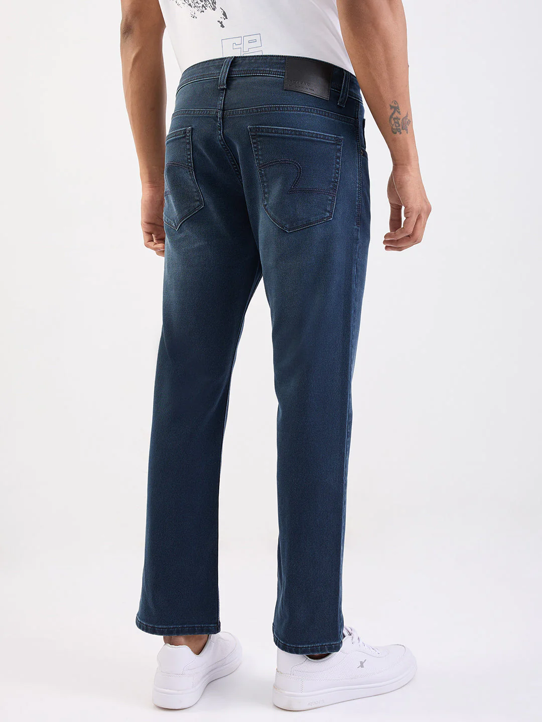 Men Jeans Relaxed Fit Dark Blue Mid Rise - Image 4