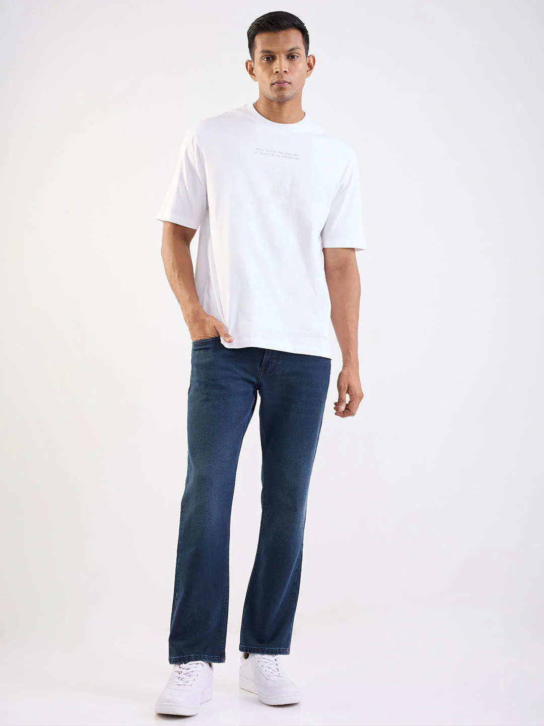 Men Jeans Relaxed Fit Dark Blue Mid Rise - Image 5