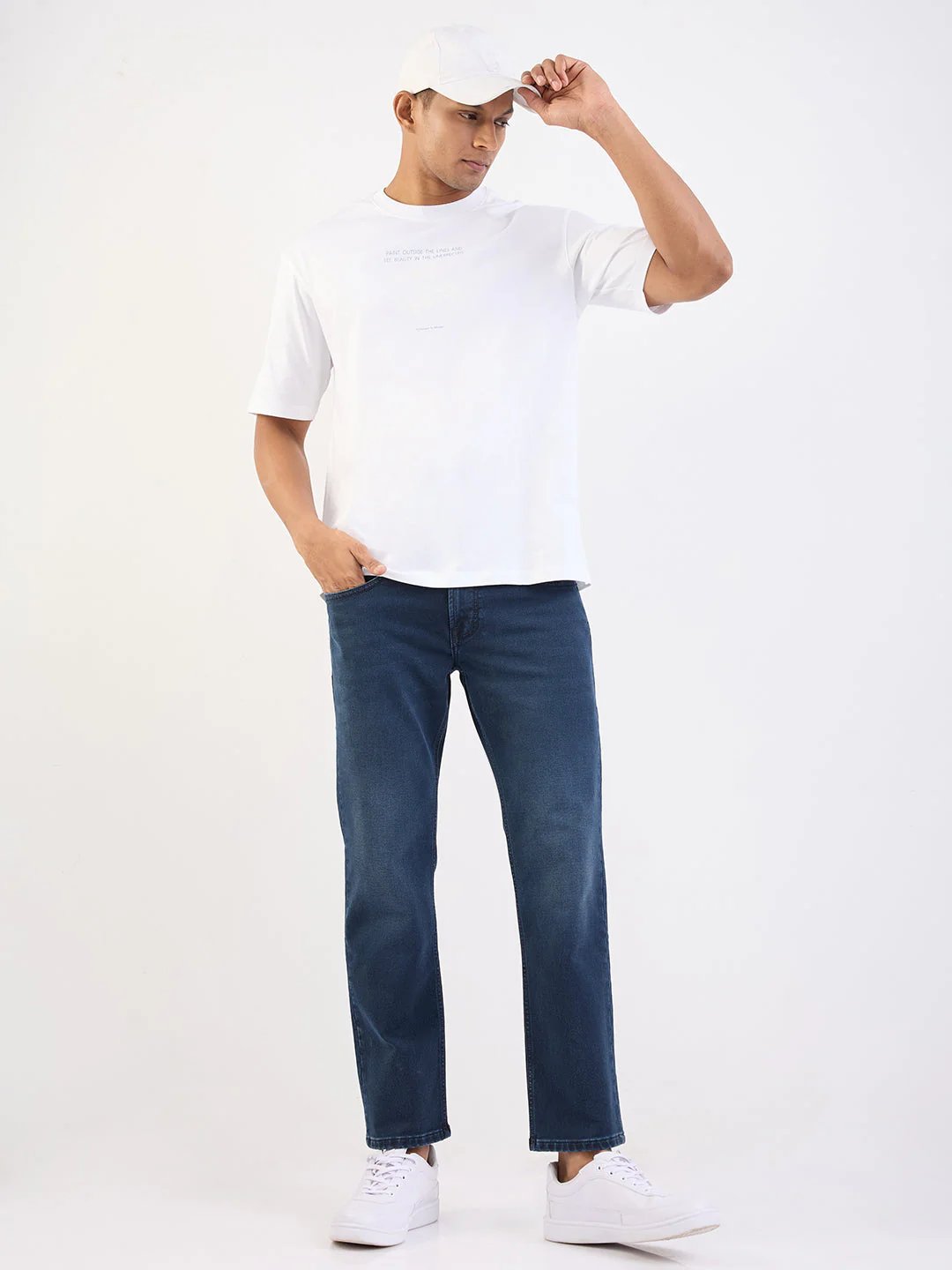 Men Jeans Relaxed Fit Dark Blue Mid Rise - Image 7
