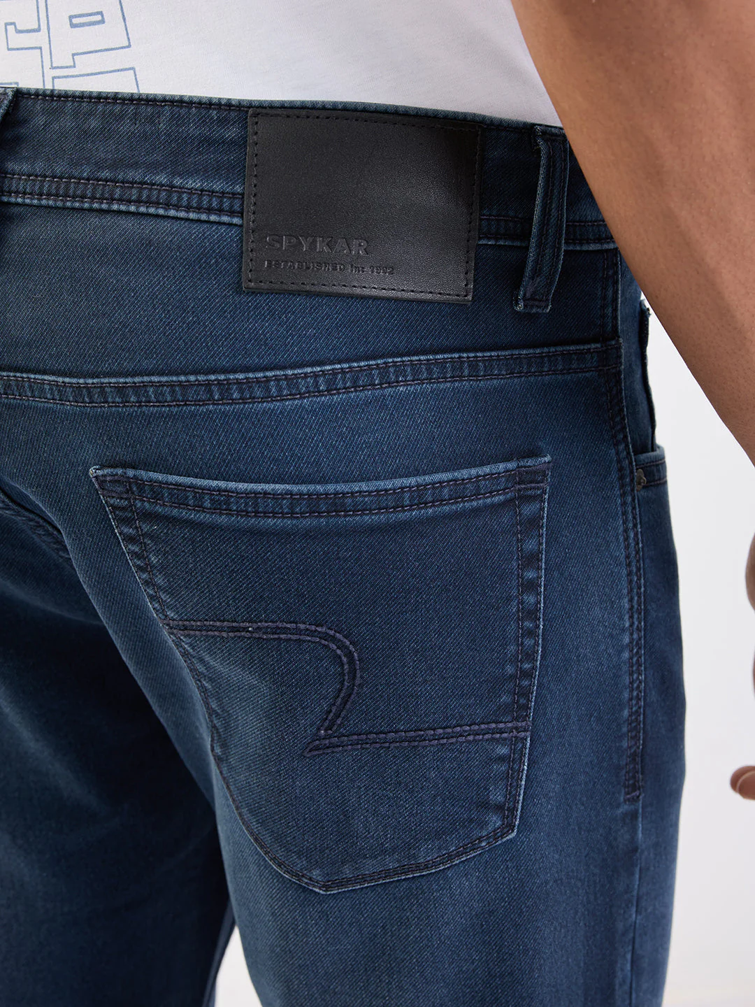 Men Jeans Relaxed Fit Dark Blue Mid Rise - Image 8