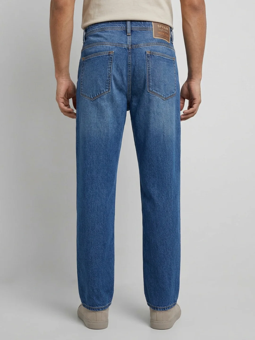 Men Ikemen Jeans Loose Fit Mid Blue Low Rise - Image 4