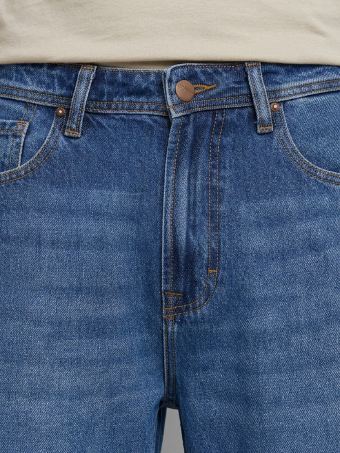 Men Ikemen Jeans Loose Fit Mid Blue Low Rise - Image 5