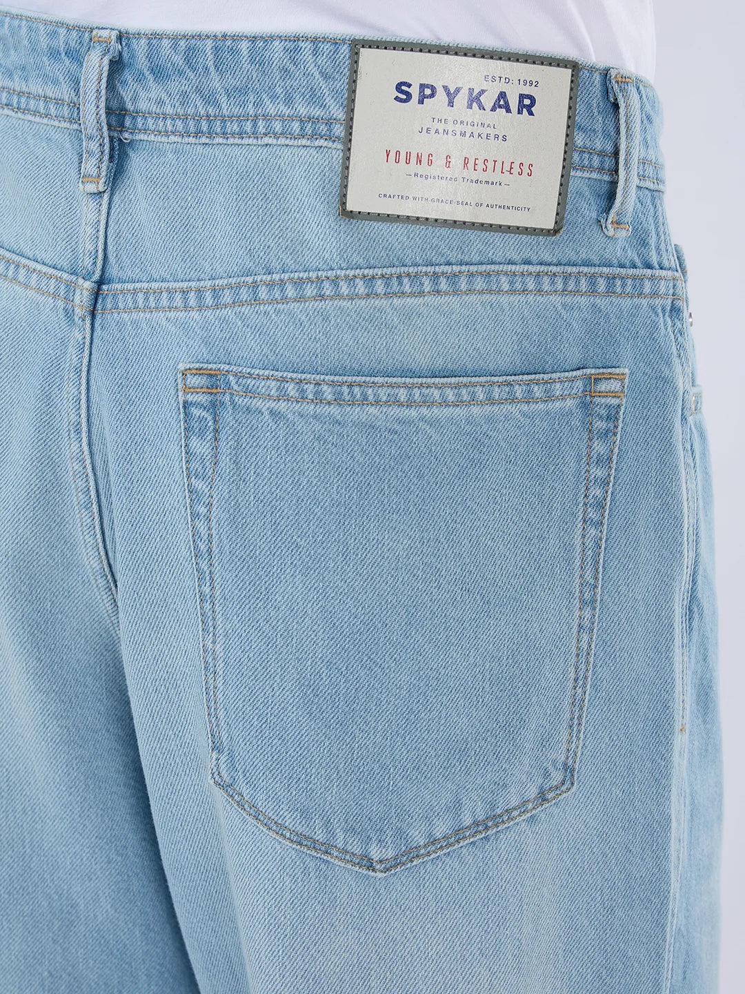 Men Ikemen Jeans Loose Fit Light Blue Low Rise - Image 7