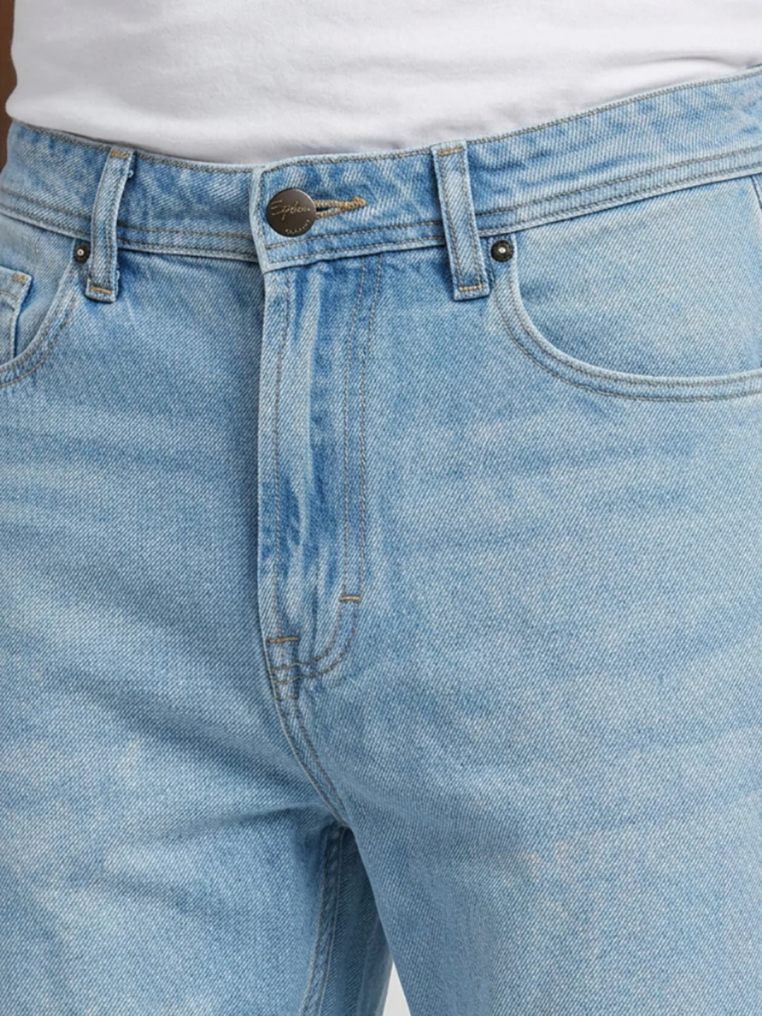 Men Ikemen Jeans Loose Fit Light Blue Low Rise - Image 5