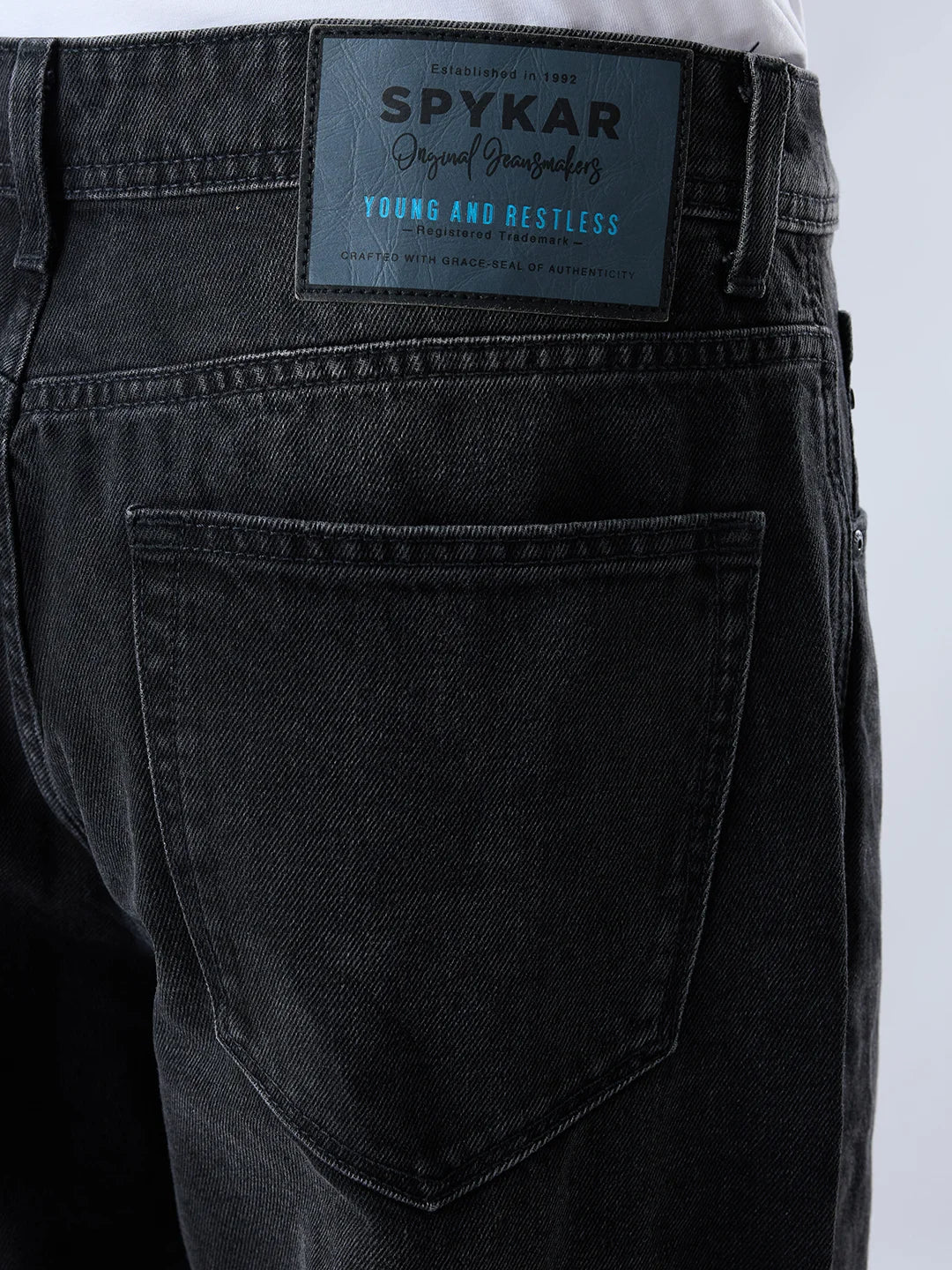 Men Ikemen Jeans Loose Fit Black Low Rise - Image 7