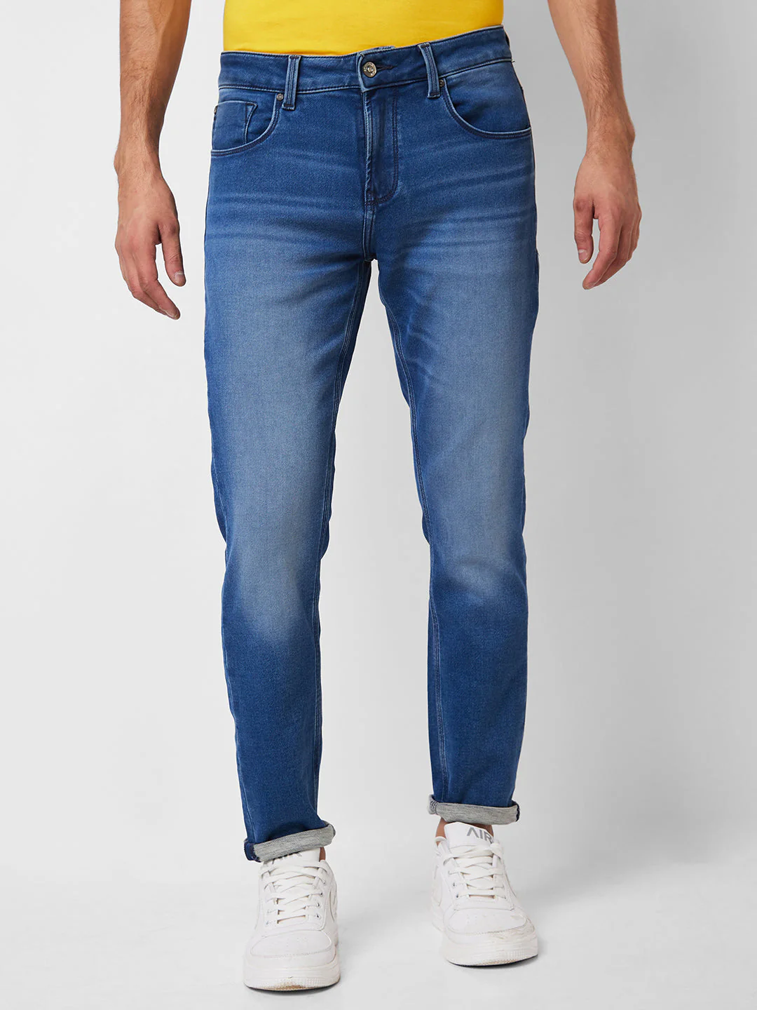 Men Jeans Slim Fit Blue Mid Rise