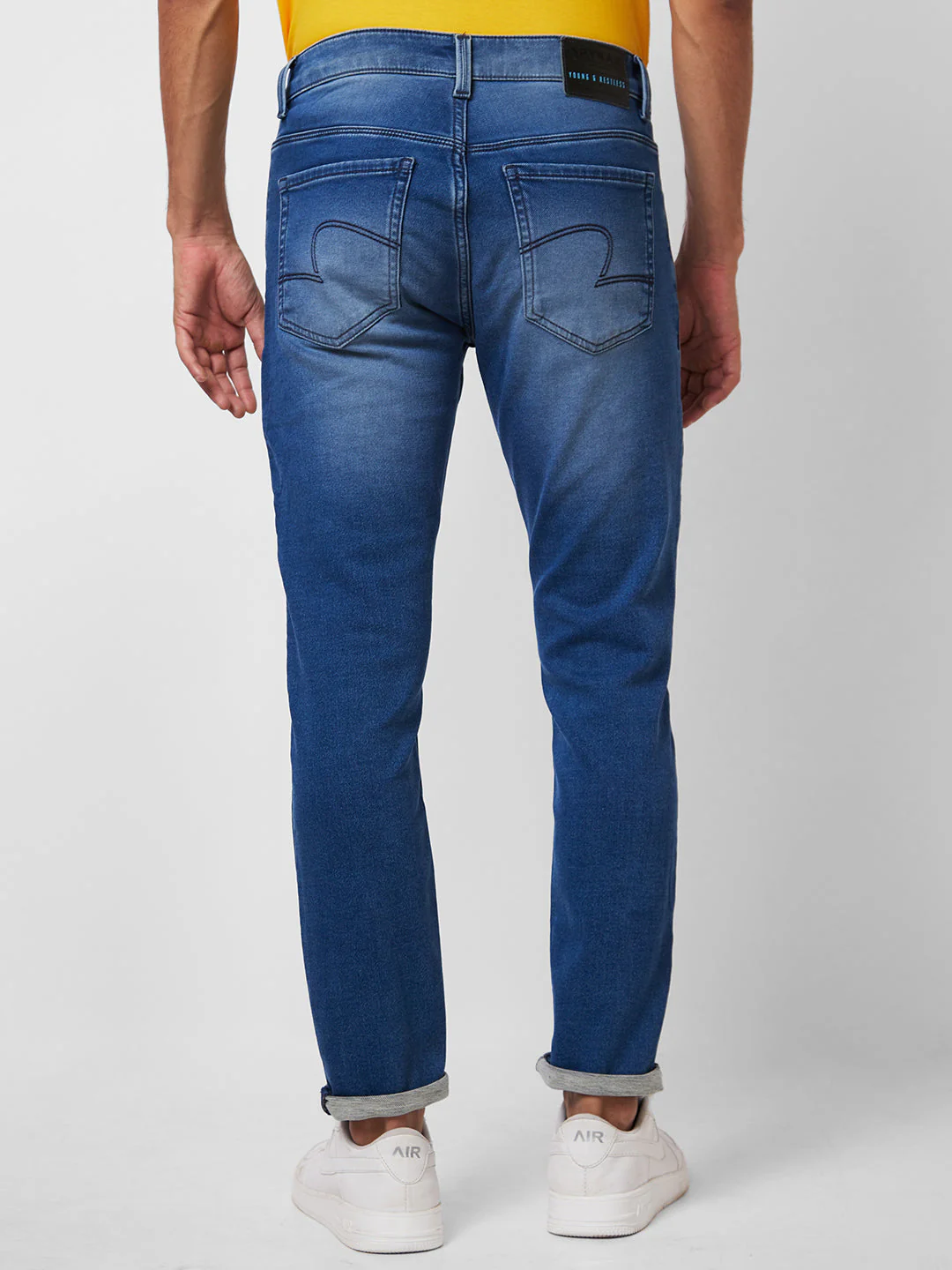Men Jeans Slim Fit Blue Mid Rise - Image 3