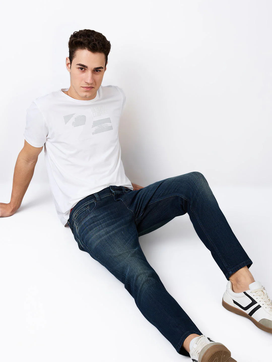 Men Jeans Slim Fit Vintage Blue Mid Rise - Image 7