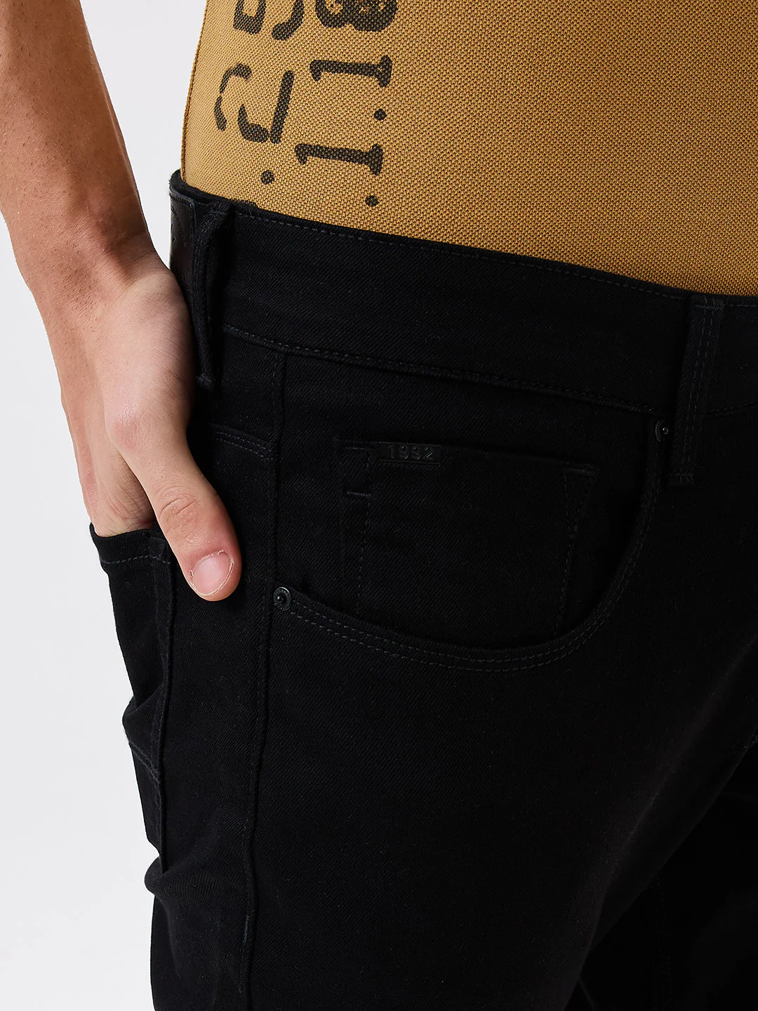 Men Jeans Slim Fit Black Mid Rise - Image 5