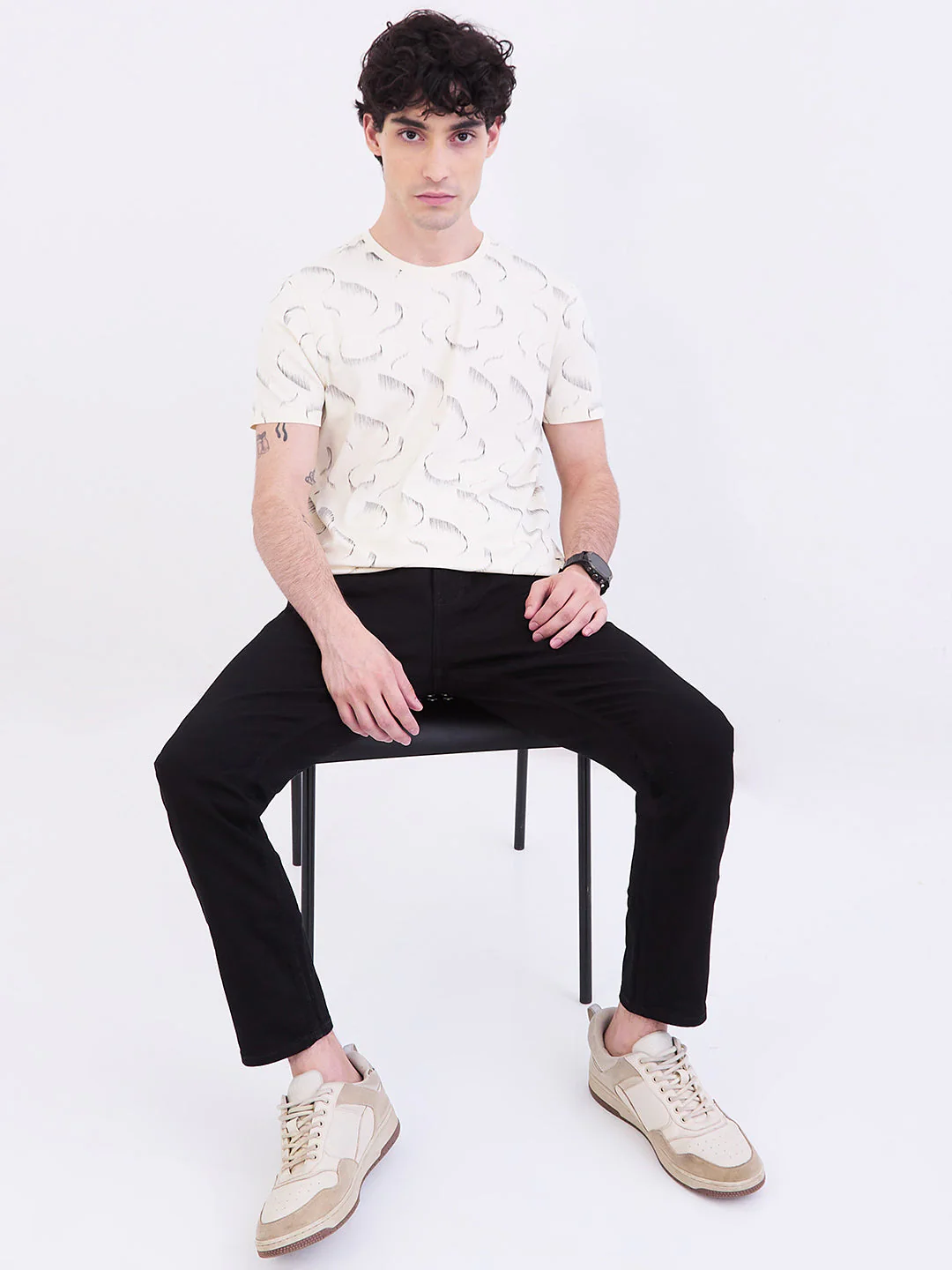 Men Jeans Slim Fit Black Mid Rise - Image 7