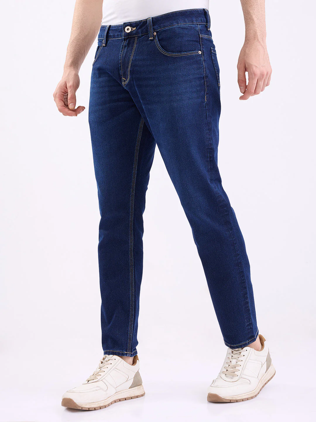 Men Jeans Slim Fit Blue Mid Rise - Image 3