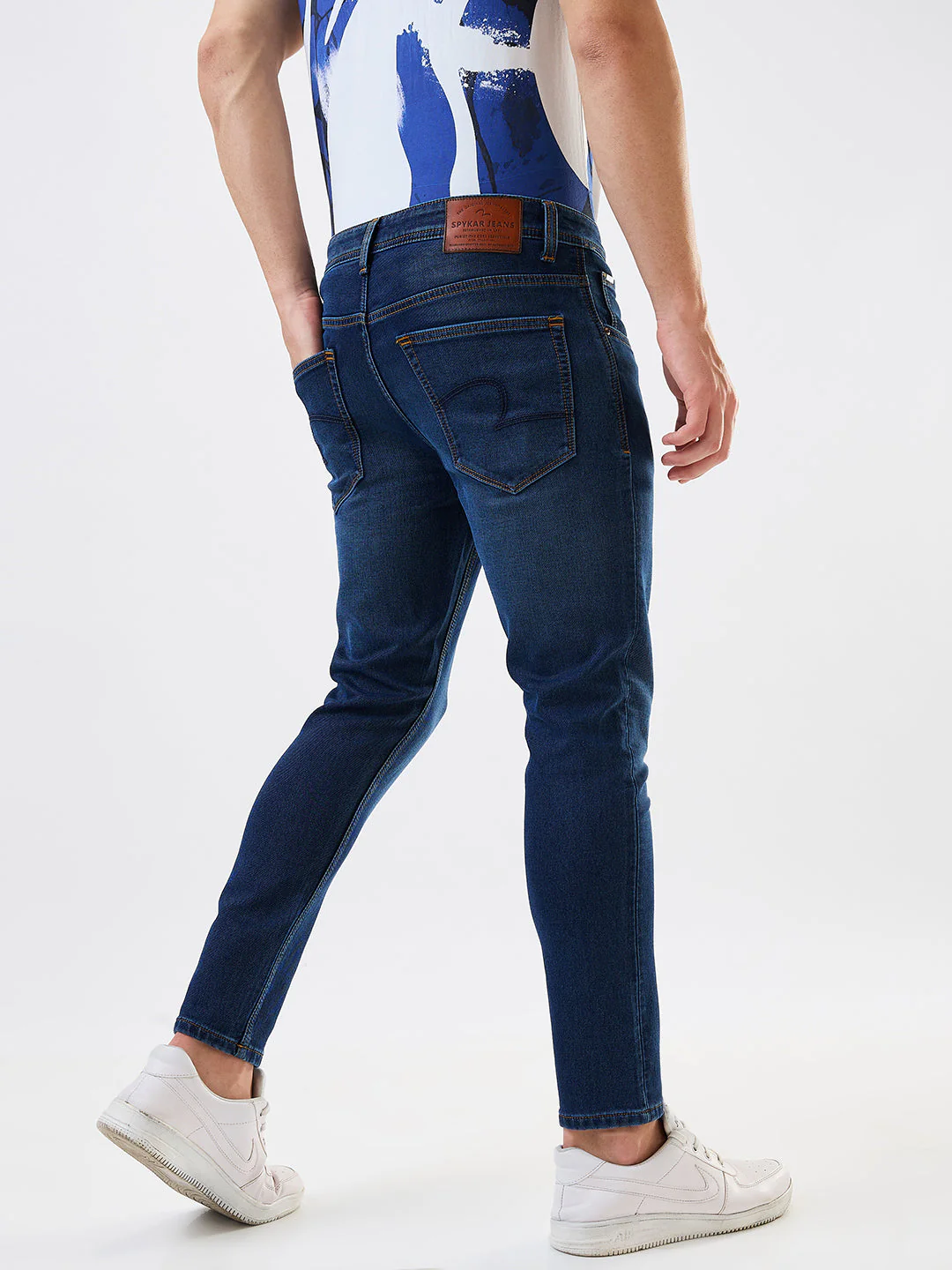 Men Jeans Slim Fit Dark Blue Mid Rise - Image 3