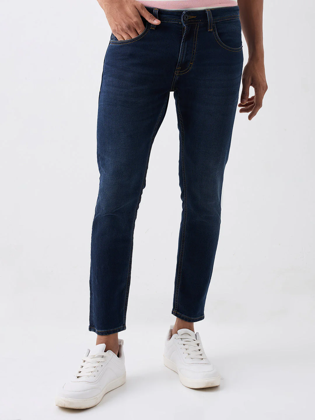 Men Jeans Slim Fit Blue Mid Rise