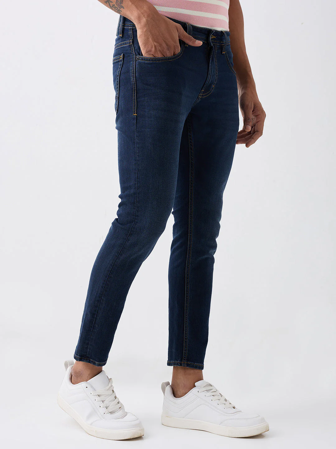 Men Jeans Slim Fit Blue Mid Rise - Image 2
