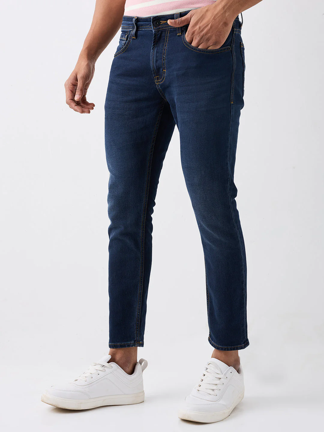Men Jeans Slim Fit Blue Mid Rise - Image 3