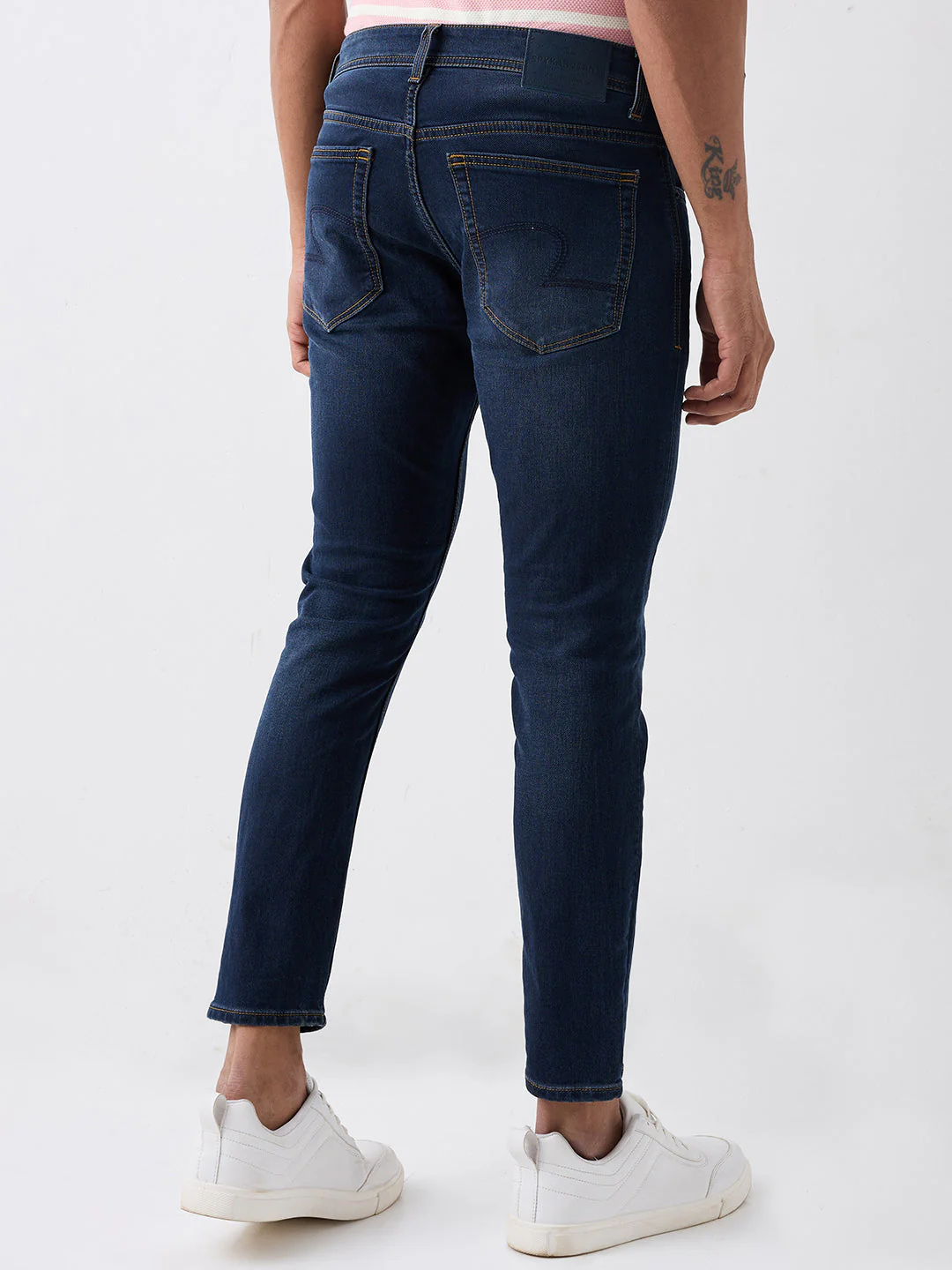 Men Jeans Slim Fit Blue Mid Rise - Image 4