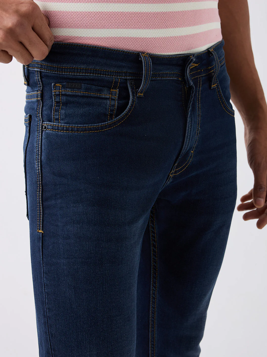 Men Jeans Slim Fit Blue Mid Rise - Image 6