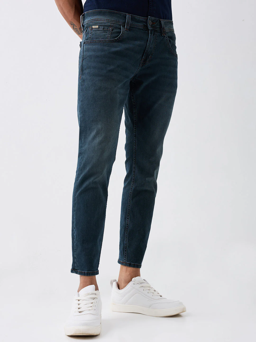 Men Jeans Slim Fit Green Mid Rise - Image 2