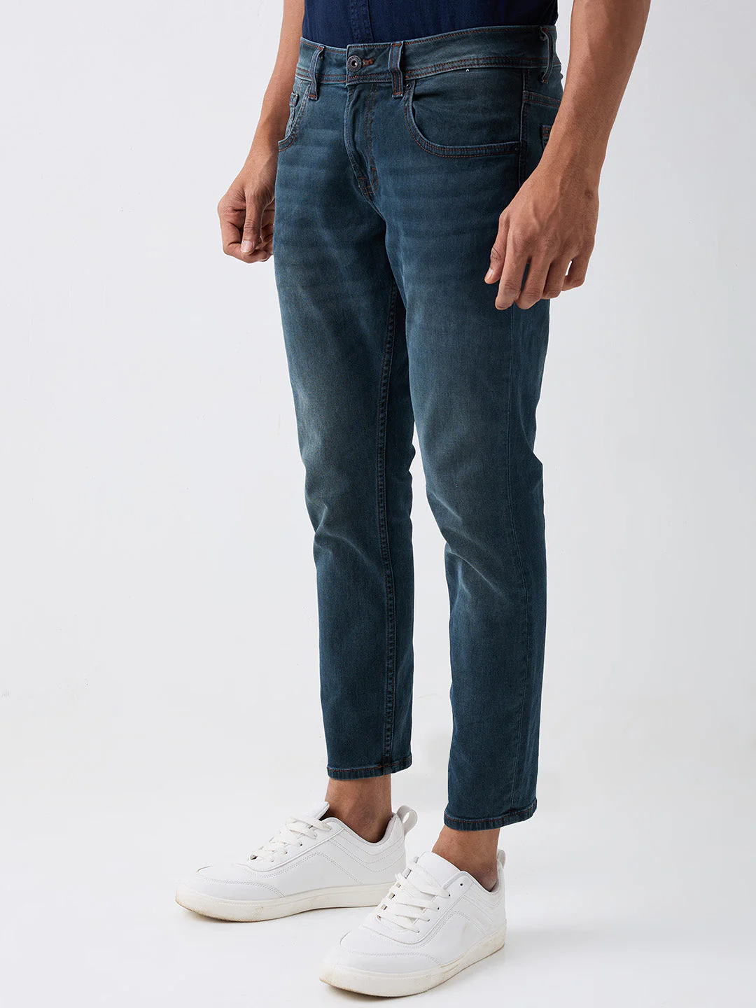 Men Jeans Slim Fit Green Mid Rise - Image 3