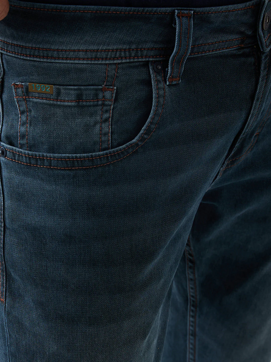 Men Jeans Slim Fit Green Mid Rise - Image 6