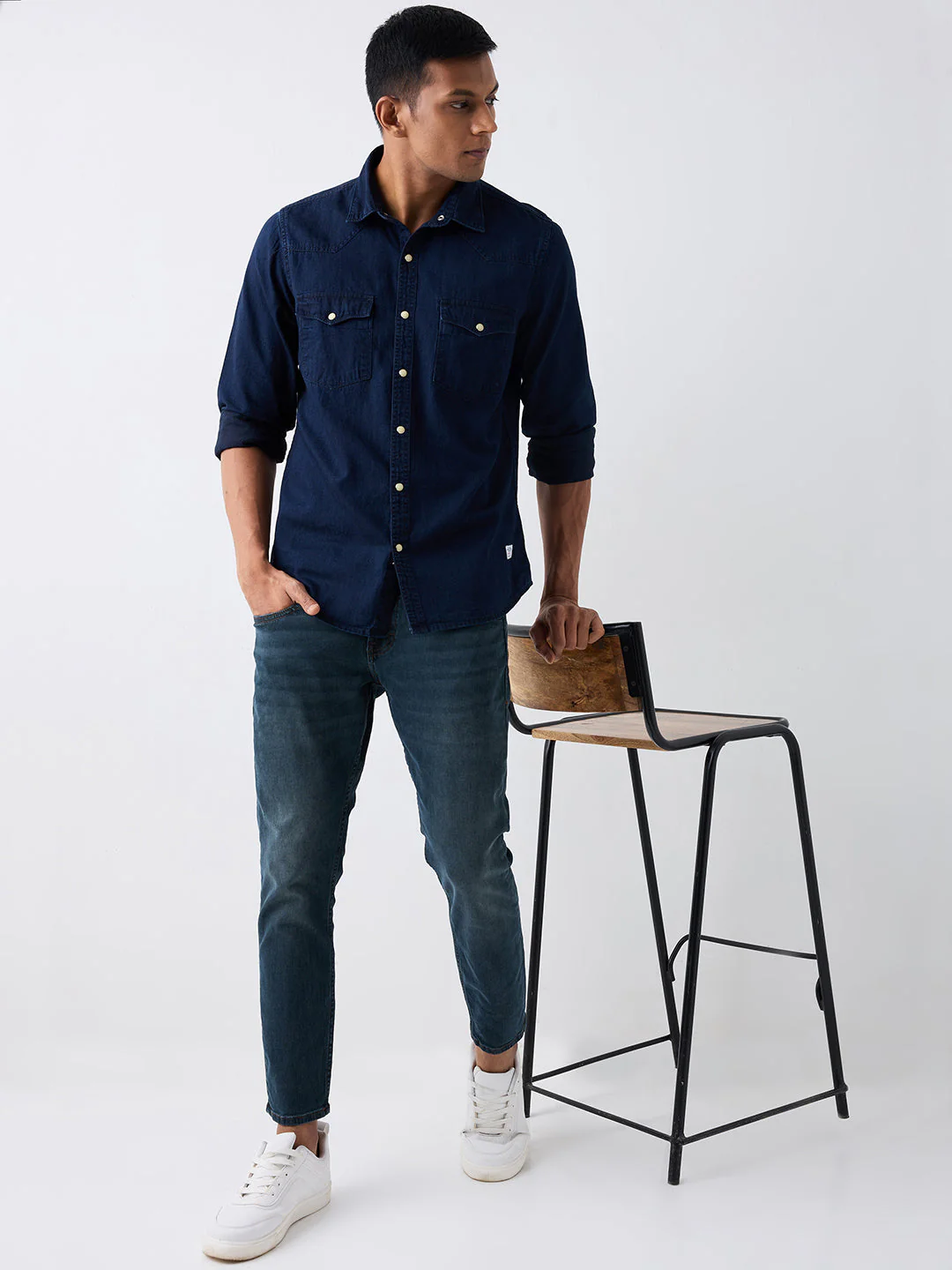 Men Jeans Slim Fit Green Mid Rise - Image 7