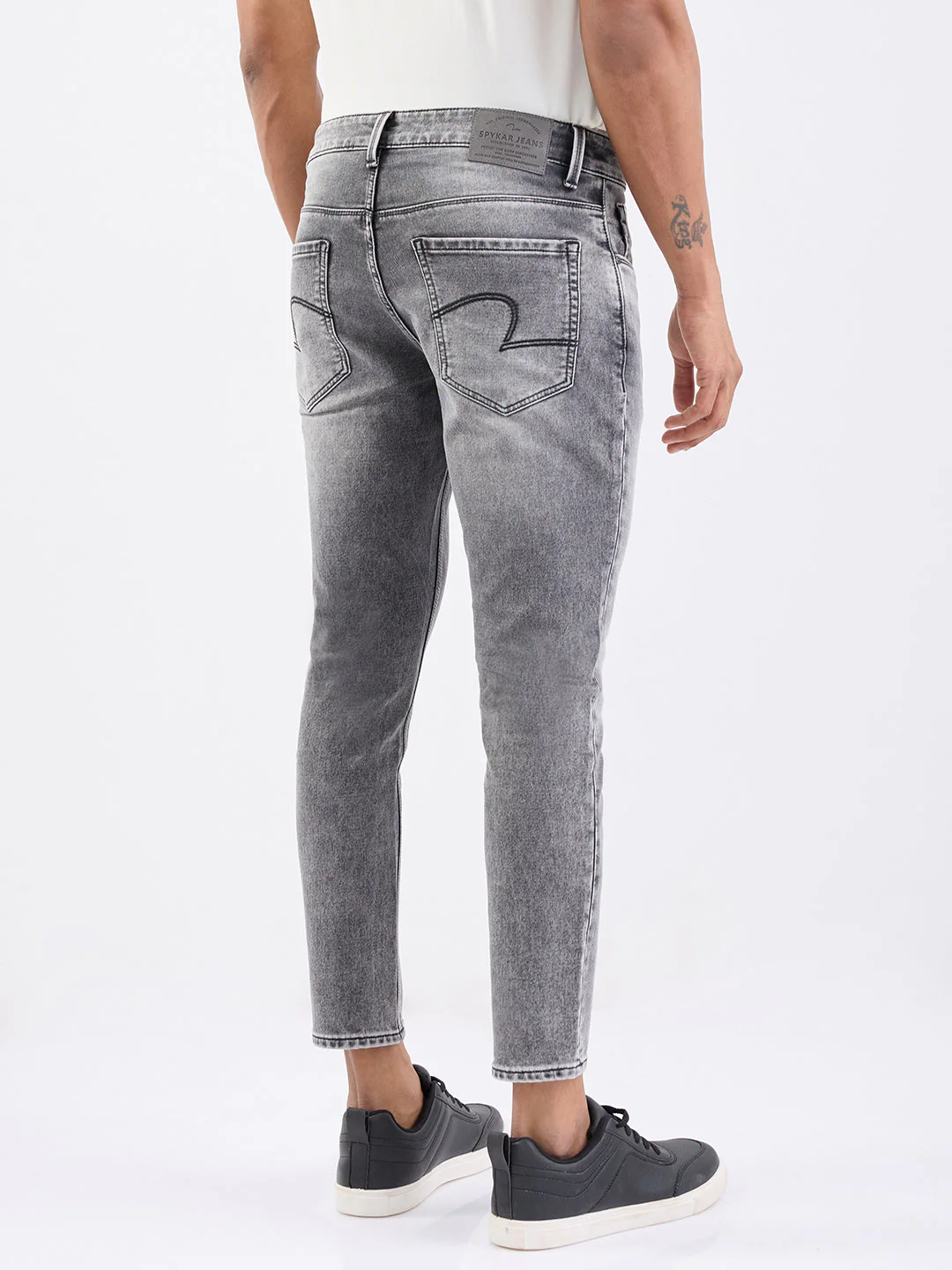 Men Jeans Slim Fit Grey Mid Rise - Image 4