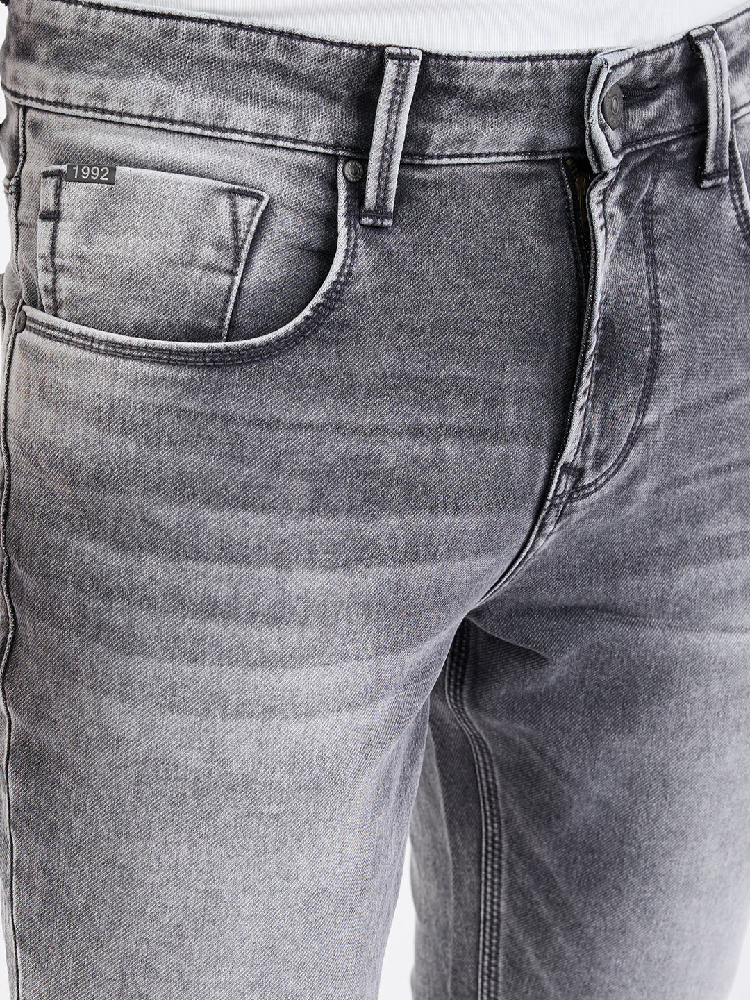 Men Jeans Slim Fit Grey Mid Rise - Image 6