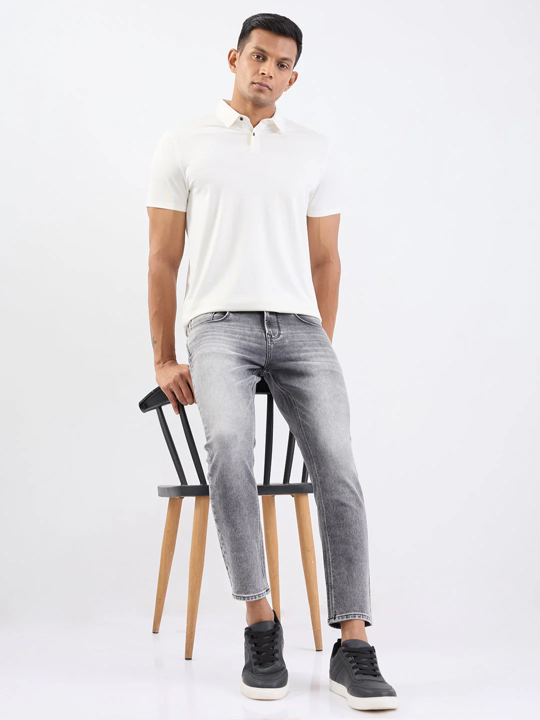 Men Jeans Slim Fit Grey Mid Rise - Image 7