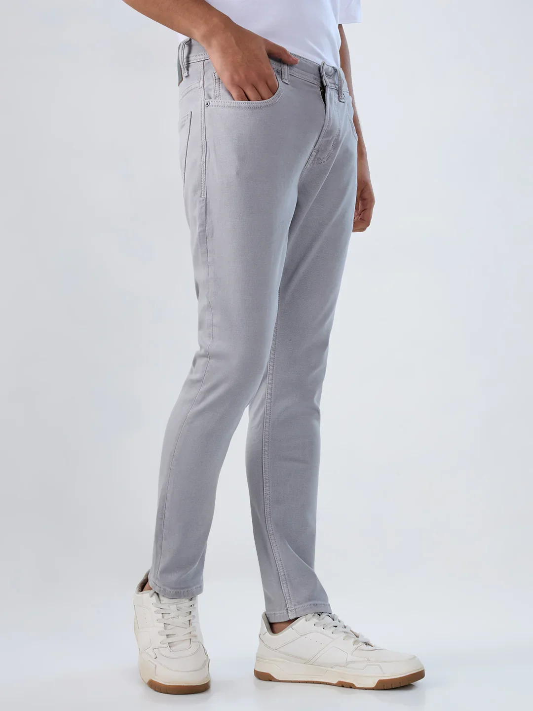 Men Kano Jeans Slim Fit Light Grey Mid Rise - Image 3
