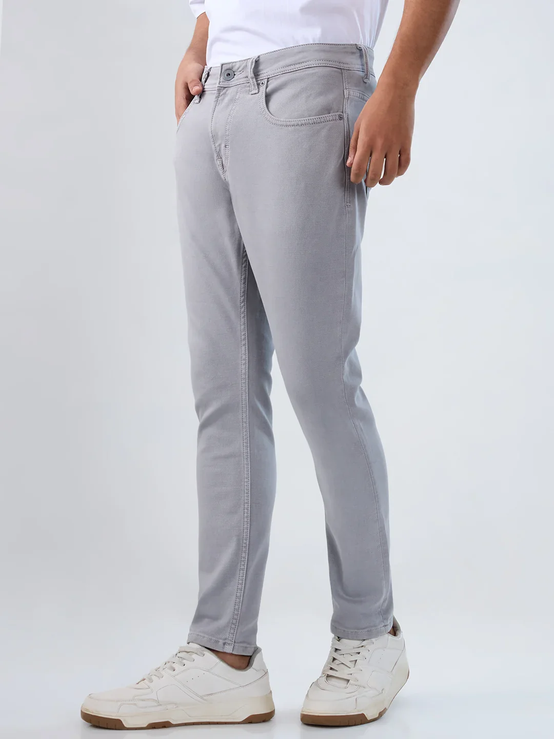 Men Kano Jeans Slim Fit Light Grey Mid Rise - Image 5