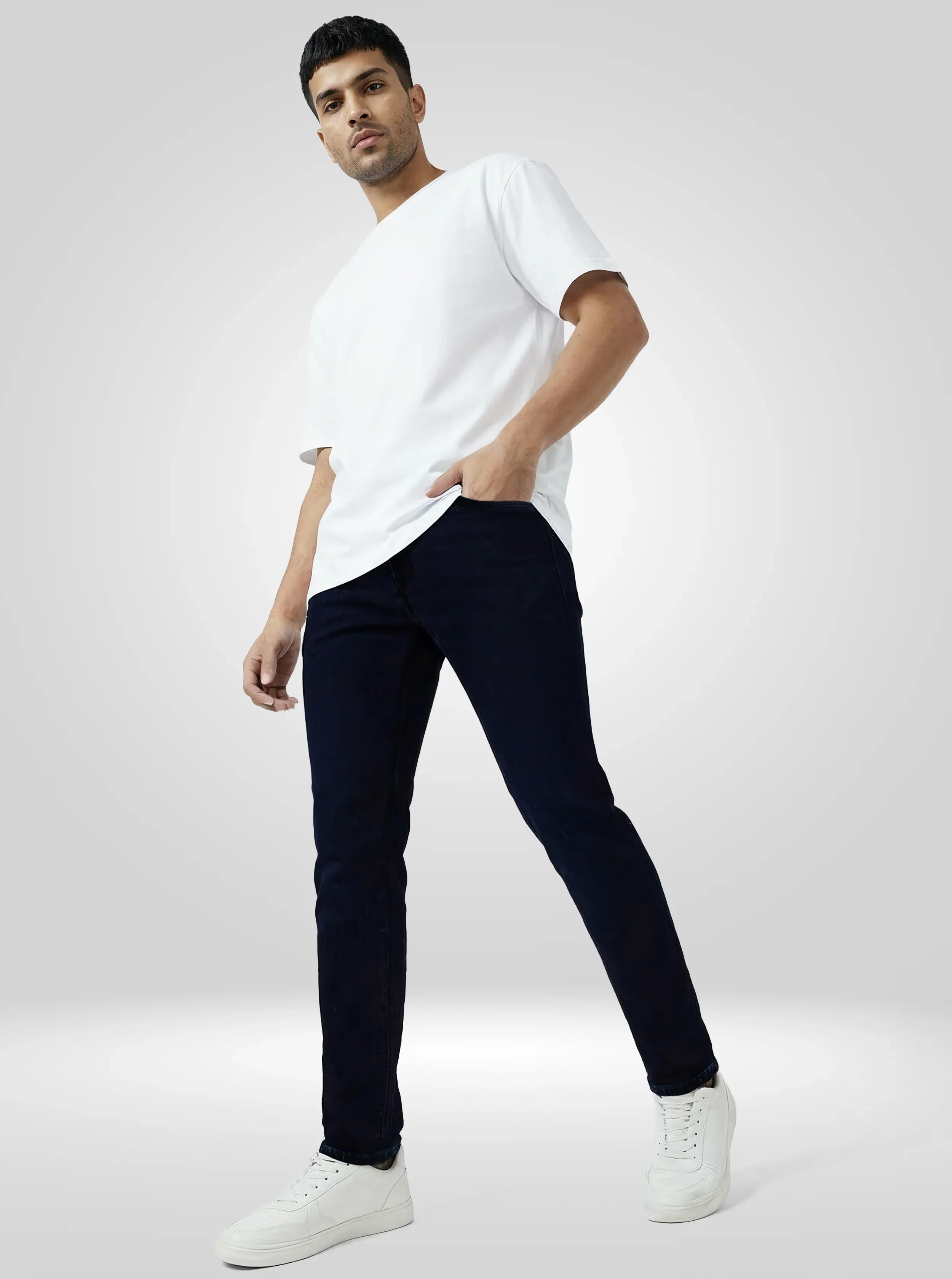 Men Kano Jeans Slim Fit Dark Blue Mid Rise