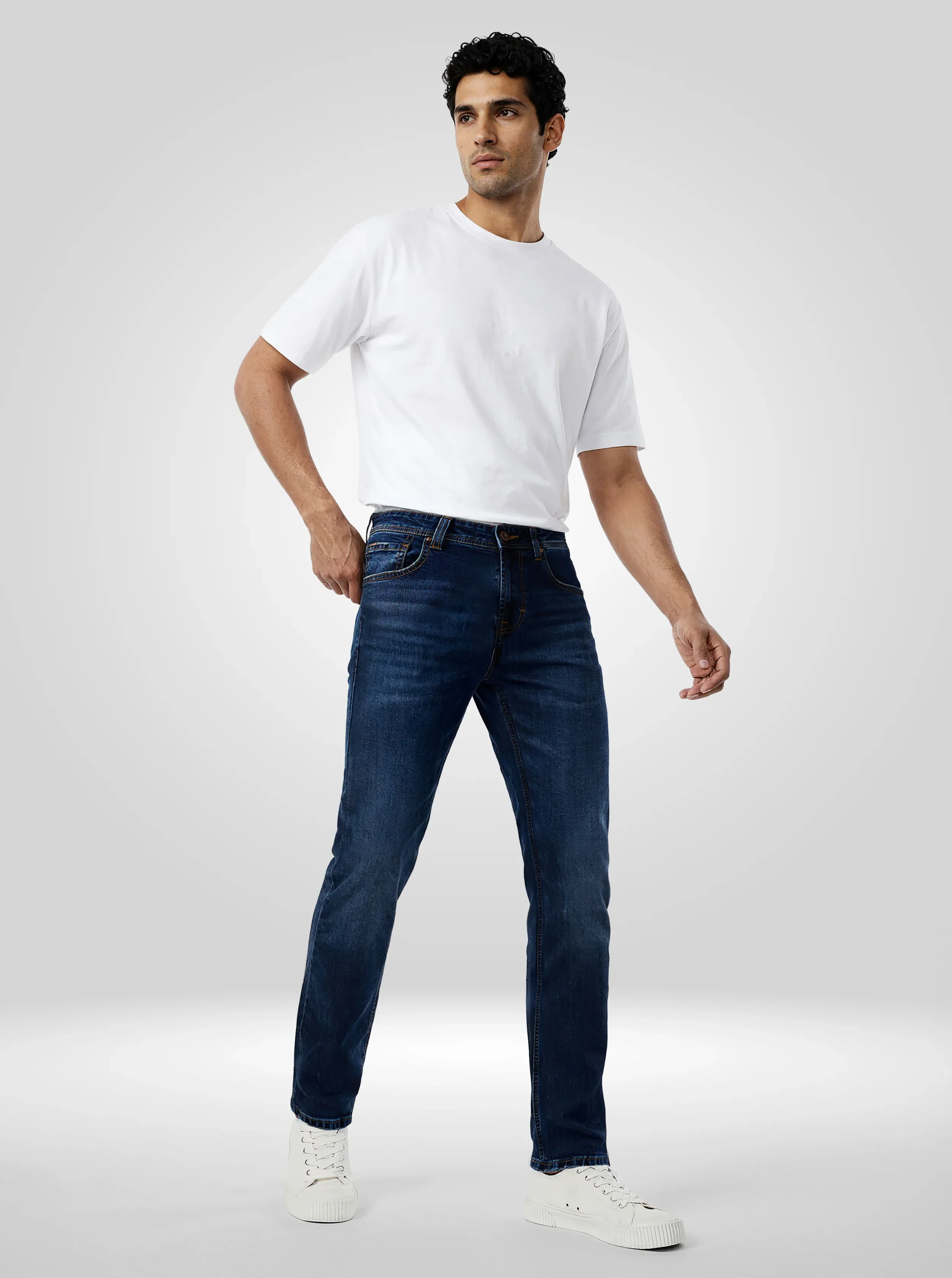 Men Kano Jeans Slim Fit Dark Blue Mid Rise