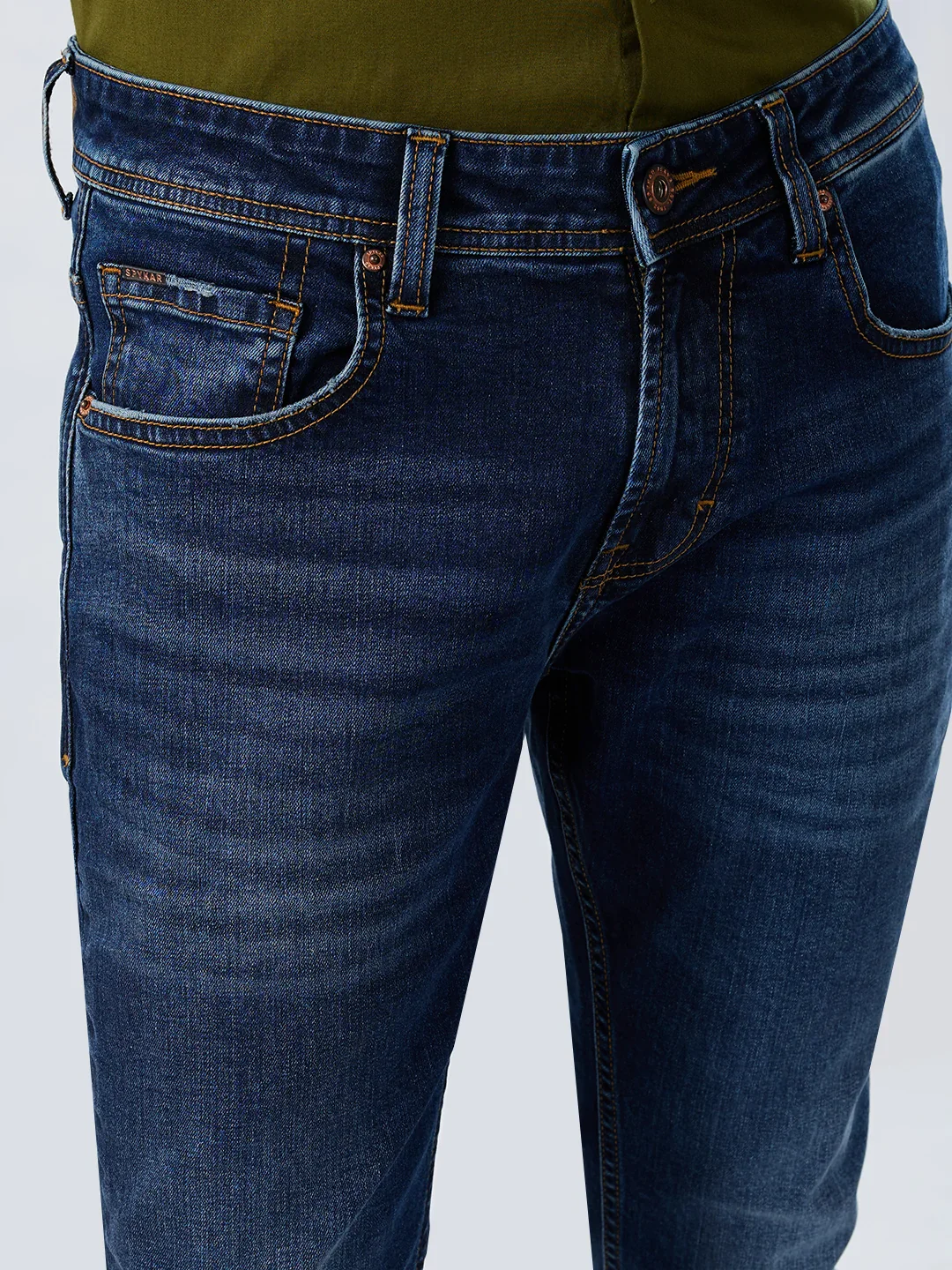 Men Kano Jeans Slim Fit Dark Blue Mid Rise - Image 4