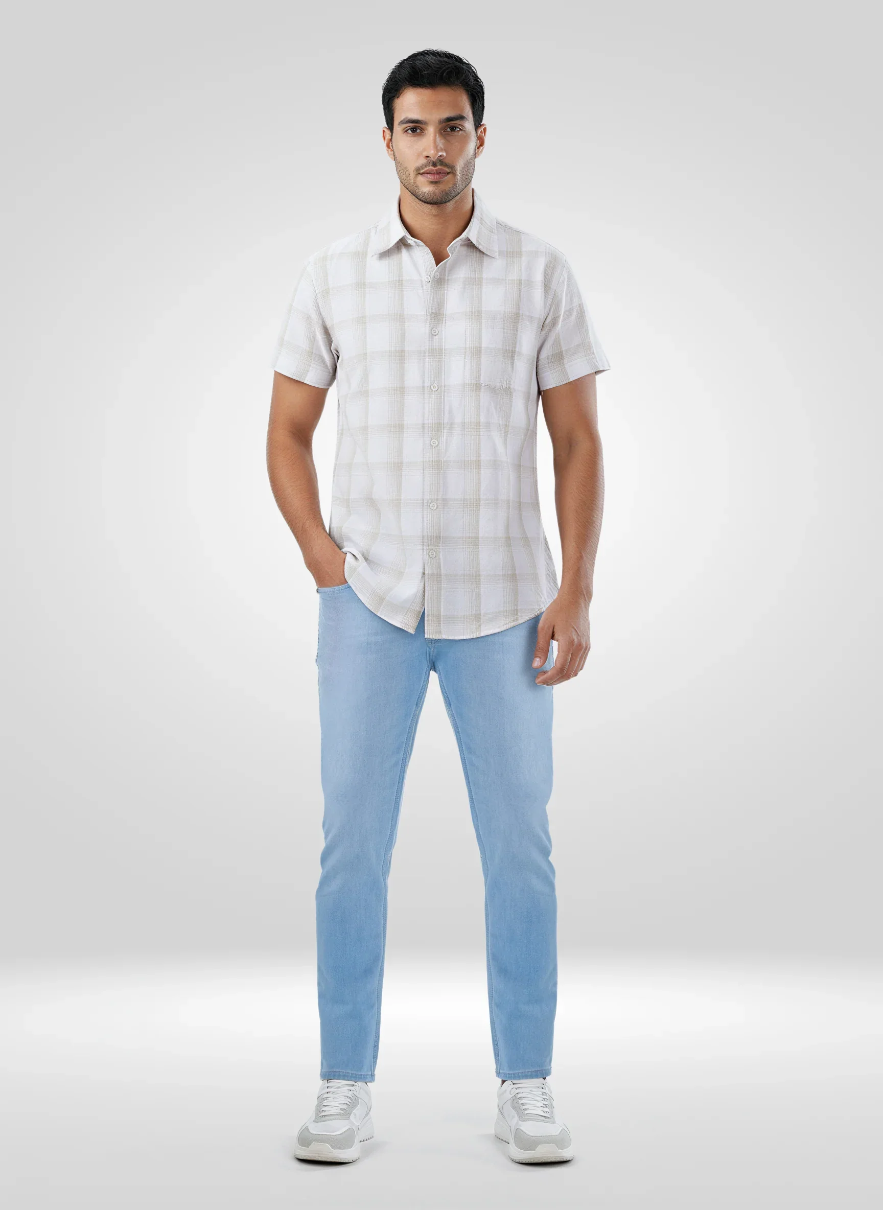 Men Kano Jeans Slim Fit Ice Blue Mid Rise