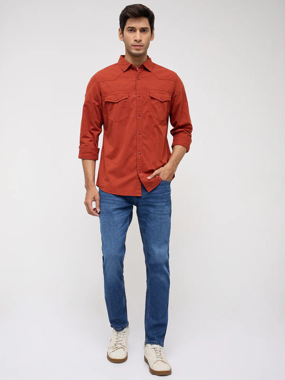 Men Kano Jeans Slim Fit Mid Blue Mid Rise