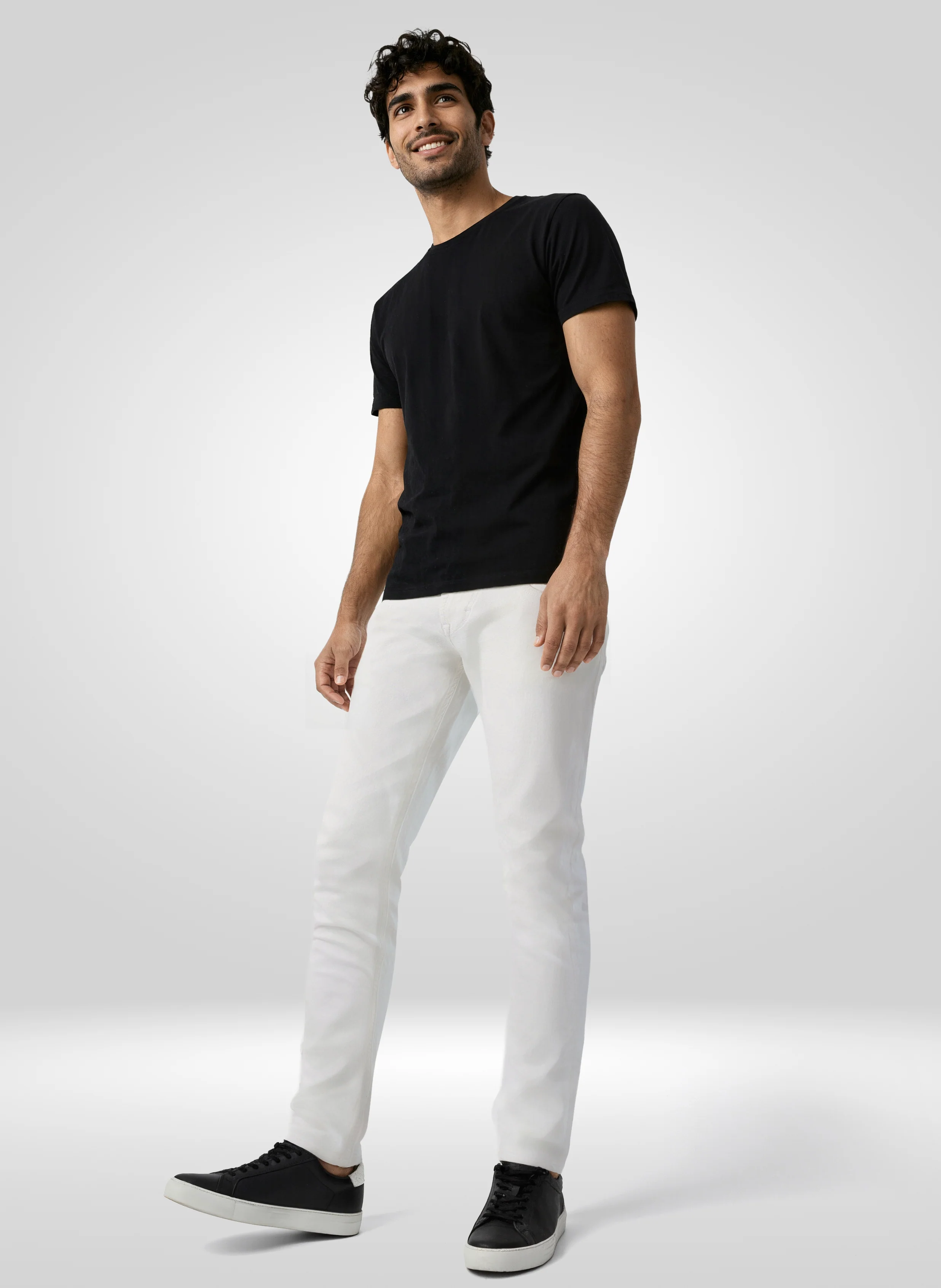 Men Kano Jeans Slim Fit White Mid Rise