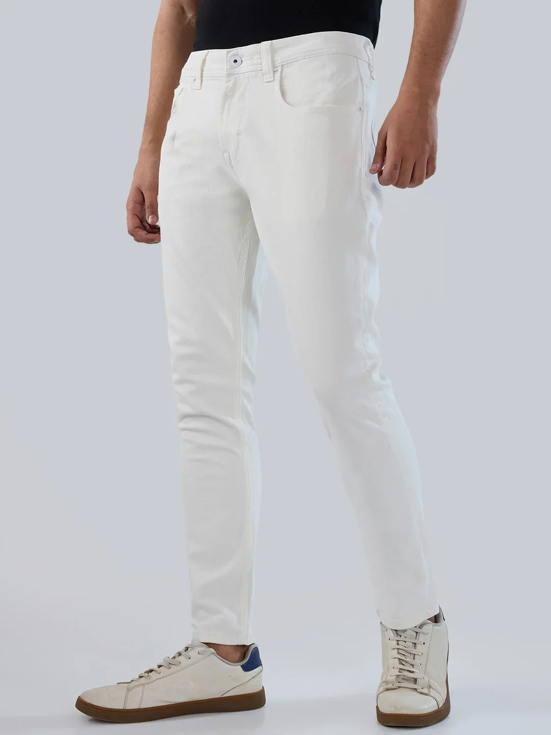 Men Kano Jeans Slim Fit White Mid Rise - Image 4