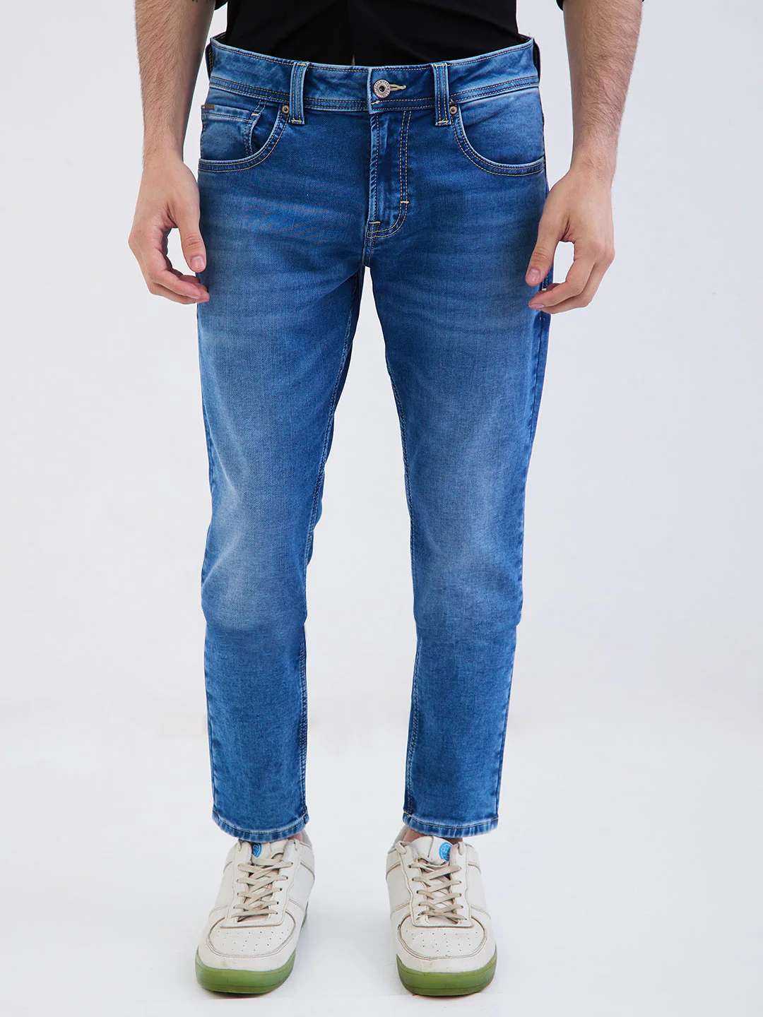 Men Jeans Slim Fit Blue Mid Rise - Image 2