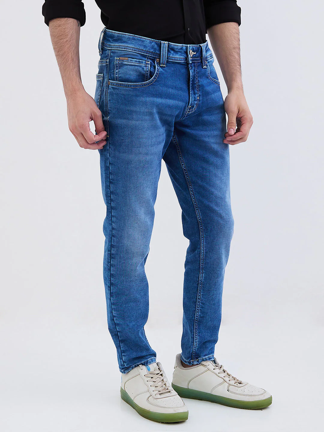 Men Jeans Slim Fit Blue Mid Rise - Image 3