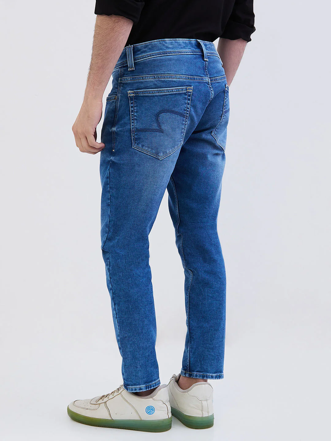 Men Jeans Slim Fit Blue Mid Rise - Image 5