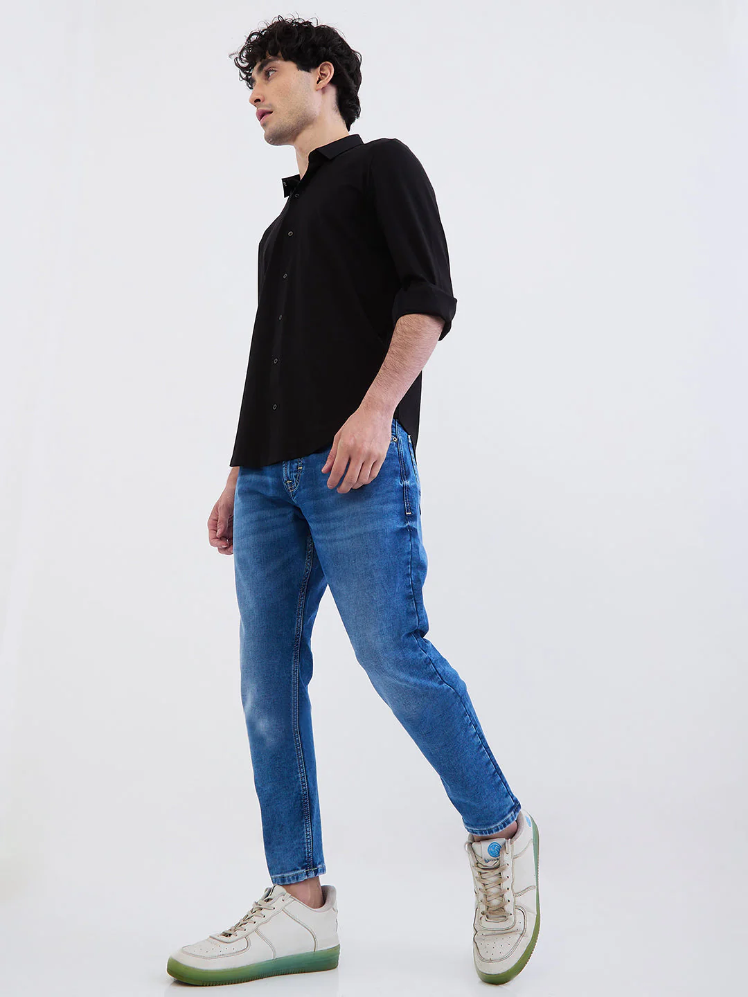 Men Jeans Slim Fit Blue Mid Rise - Image 6