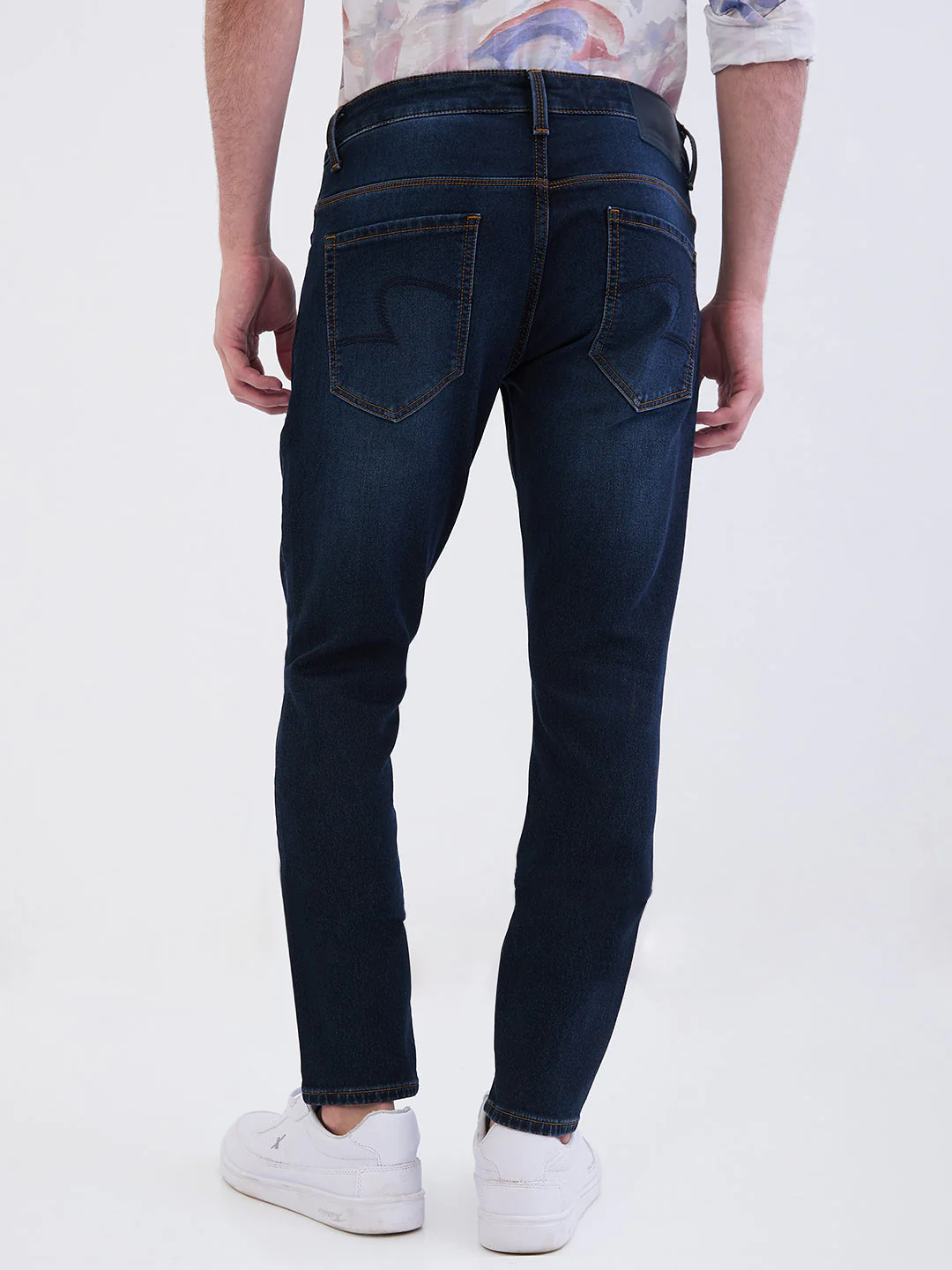 Men Jeans Slim Fit Dark Blue Mid Rise - Image 4